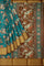 PEACOCK BLUE and BROWN FLORALS SILK Saree with FANCY