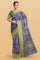 LAVENDER and DARK GREEN FLORALS SILK Saree with FANCY