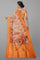 PEACH and RUST FLORALS SILK Saree with FANCY