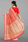 RED and GOLD BUTTIS SILK BLEND Saree with SEMI PATTU