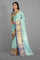 SEA BLUE and ROYAL BLUE FLORAL JAAL TISSUE SILK Saree with SEMI PATTU