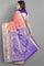 PEACH and ROYAL BLUE FLORAL JAAL SILK BLEND Saree with SEMI PATTU
