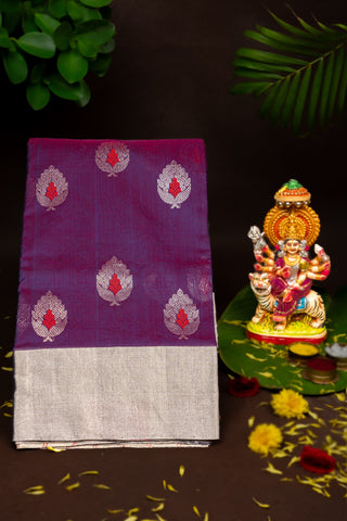 Chanderi SIco Wine Saree