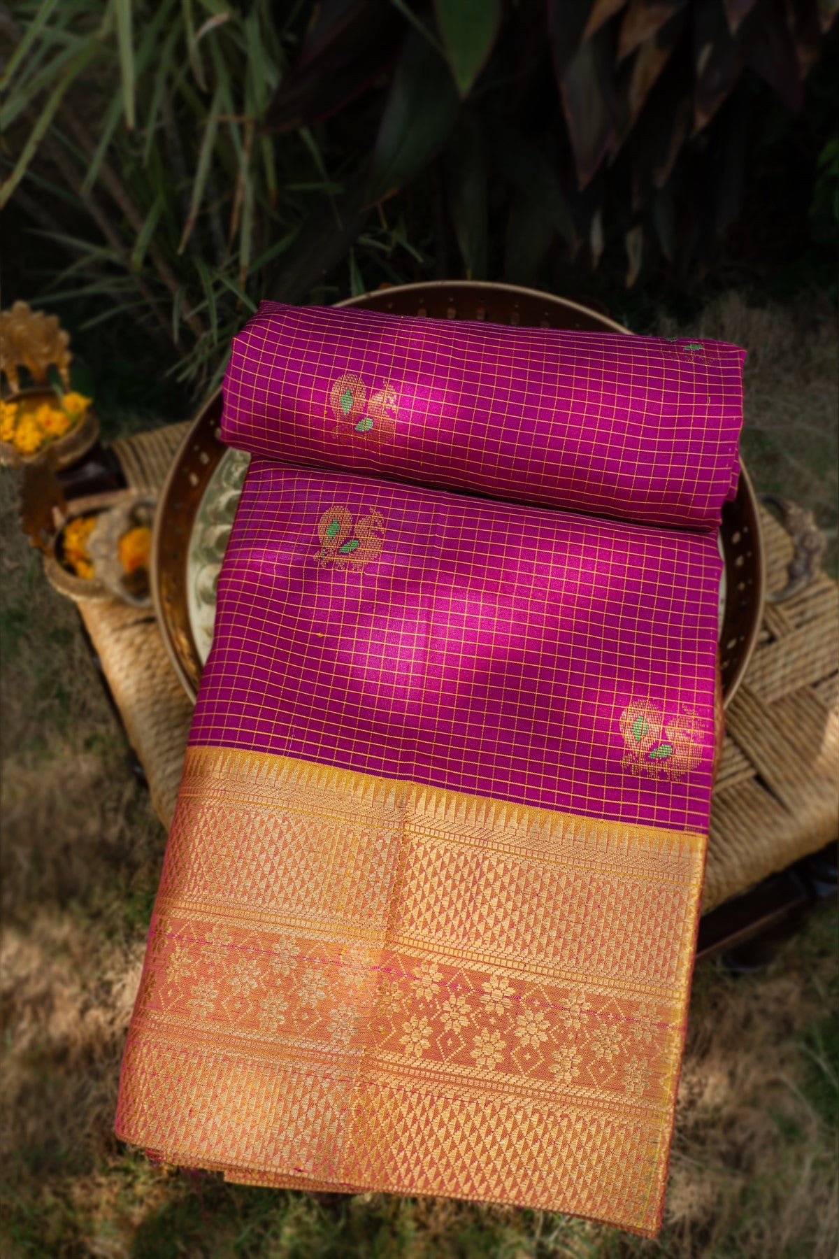 Kuppadam Silk Buttis Magenta Saree