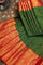 Kancheepuram Silk Leafs Bottle Green Saree