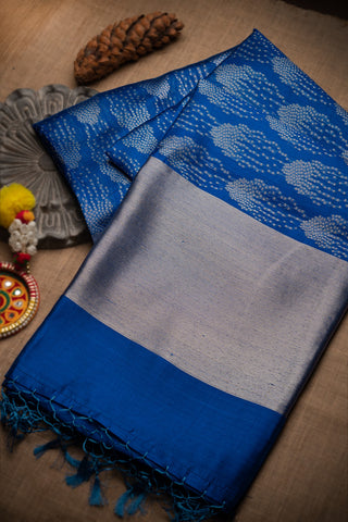 Banarasi Fancy Kora Buttis Royal Blue Saree