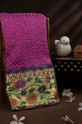 Banarasi Silk Buttis Lavender and Magenta saree