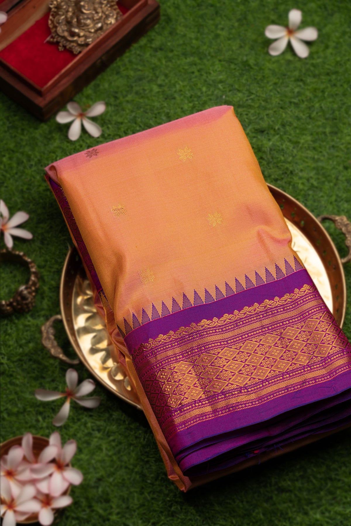 Coimbatore Silk Buttis Blush Pink and Beige Saree