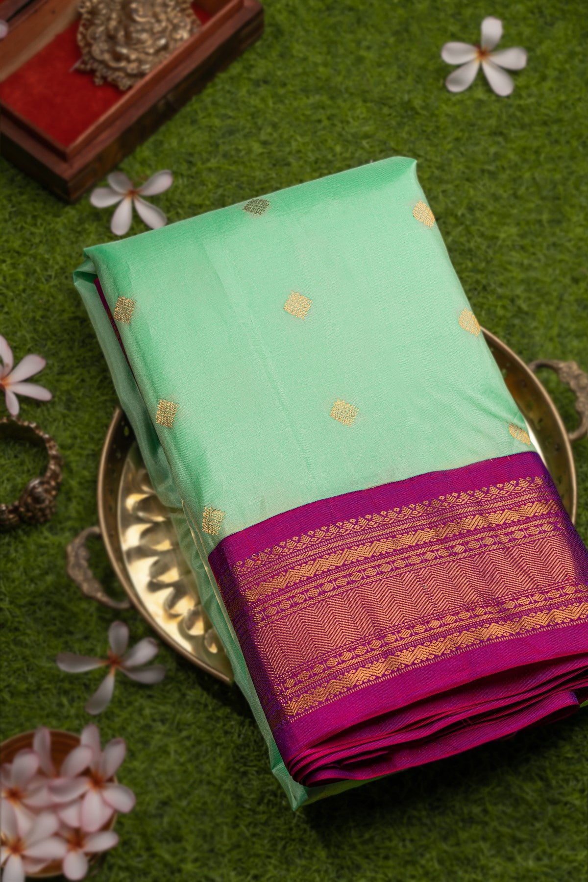 Coimbatore Silk Buttis Light Green Saree