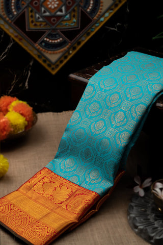 Kancheepuram Silk Brocade Sky Blue Saree