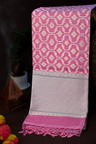 Designer Kora Onion Pink Saree