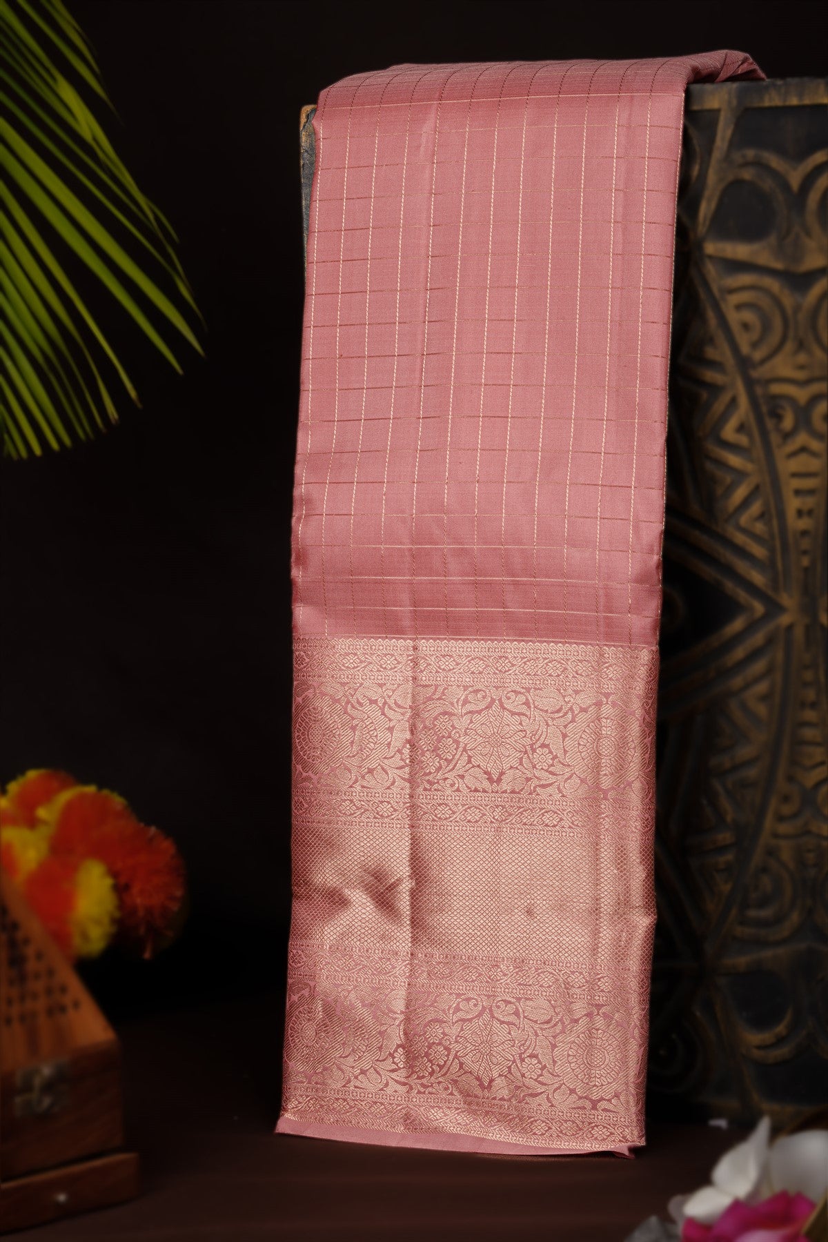 Kancheepuram Silk Peach Saree