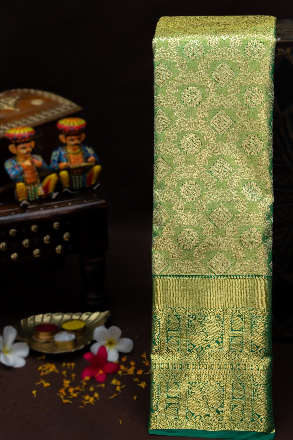 Kancheepuram Silk Dark Green Saree