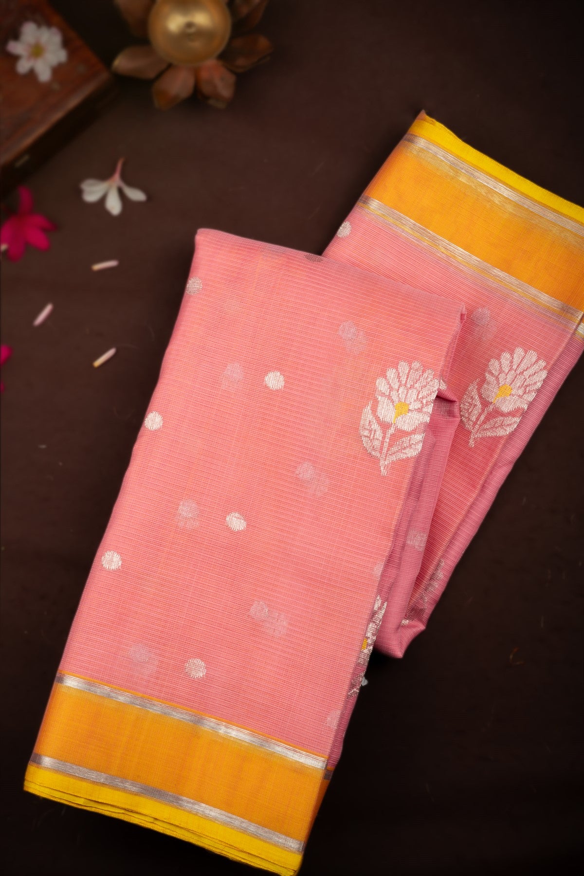 Zari Kota Cotton Light Pink Saree