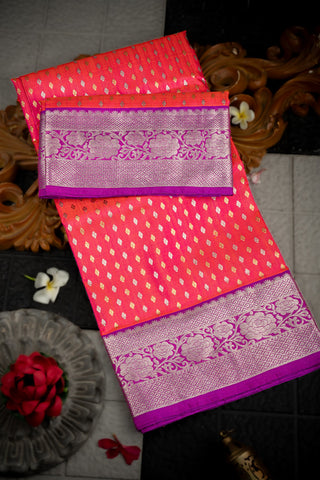 Venkatagiri Silk Reddish Pink Saree