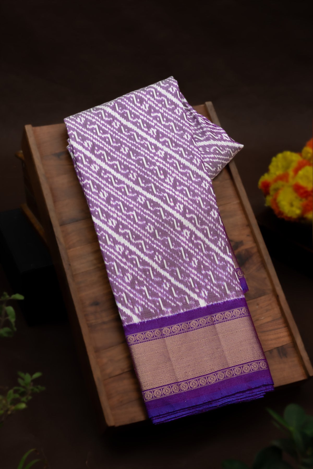 Kanchi Ikat Silk Violet Saree