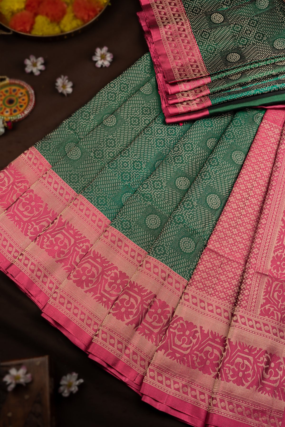 Coimbatore Silk Teal Green Saree