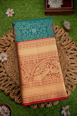 Coimbatore Silk Peacock Blue Saree