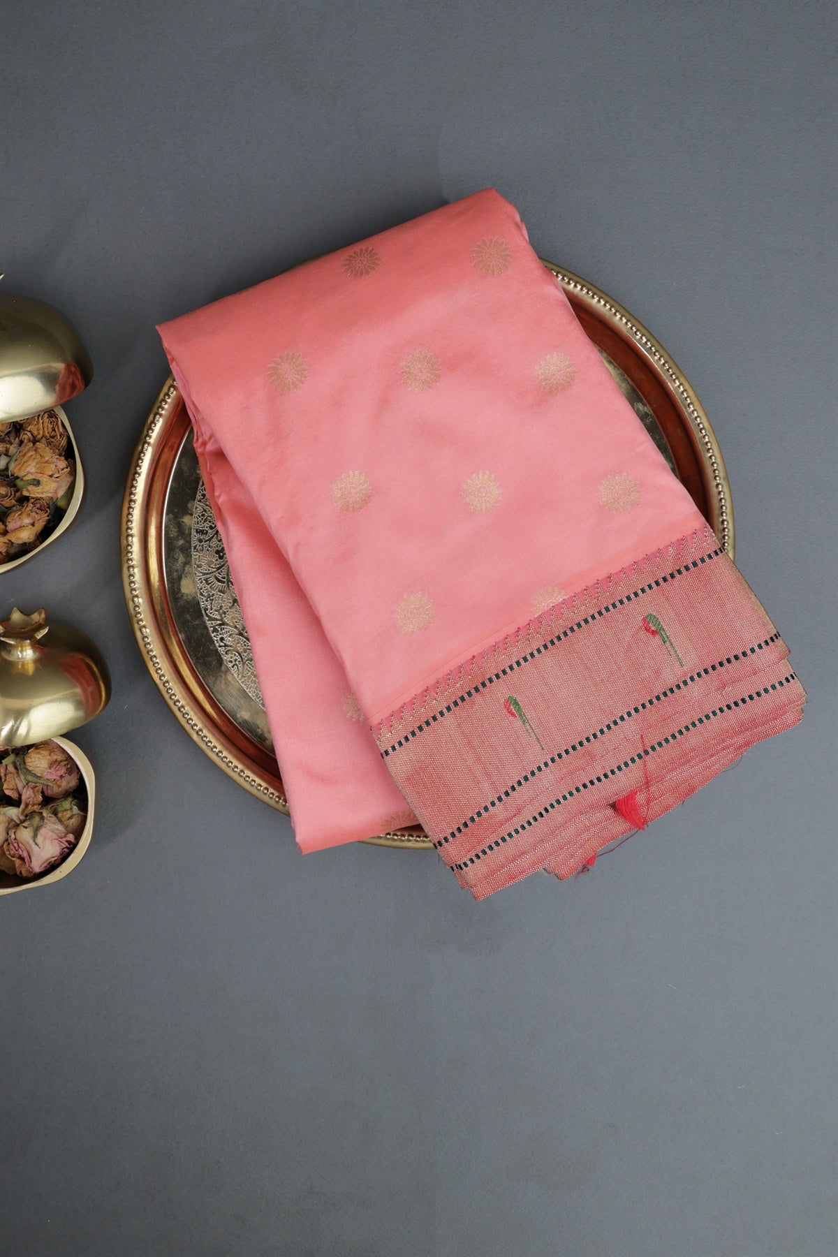 Paithani Silk Peach Saree