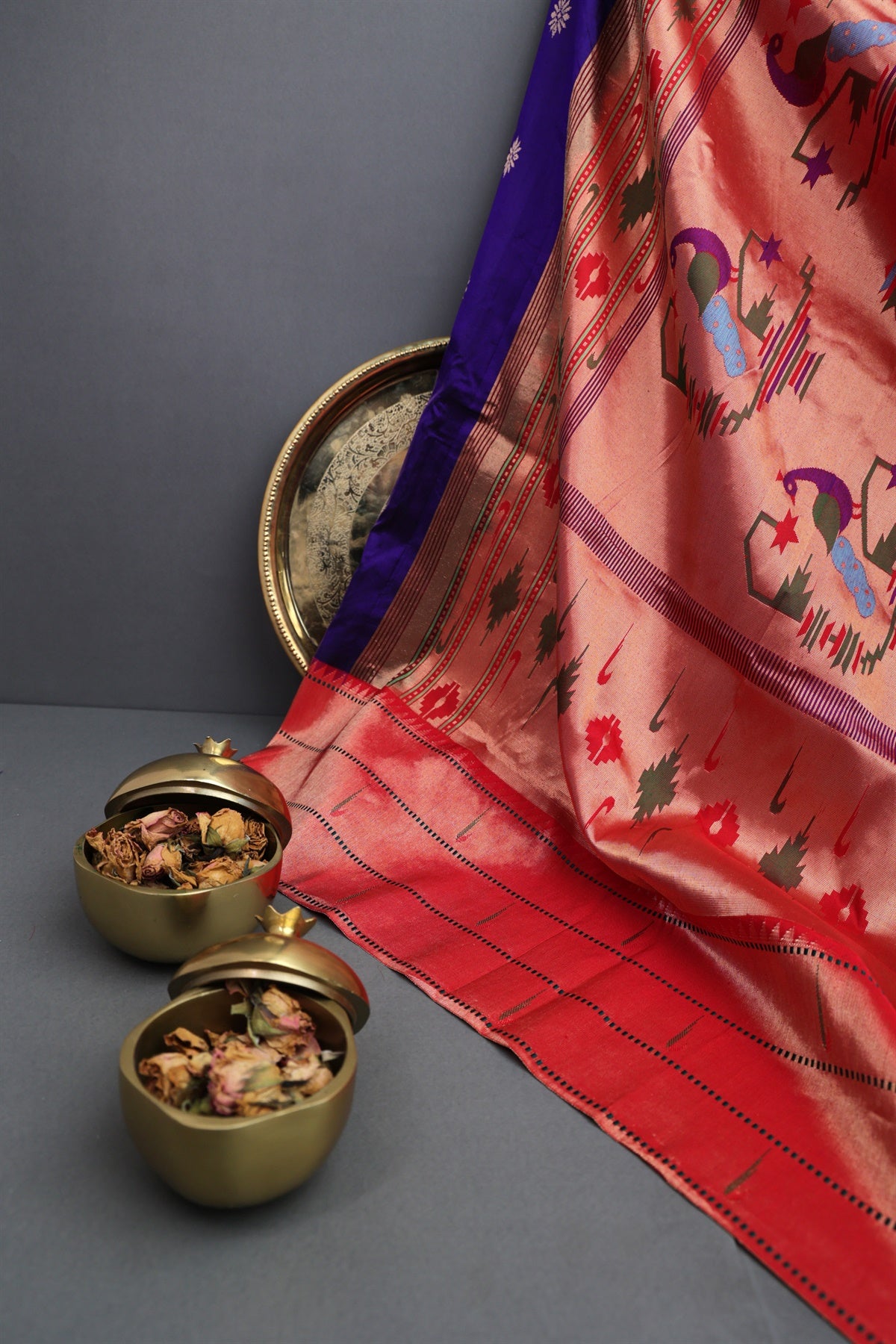 Paithani Silk Royal Blue Saree