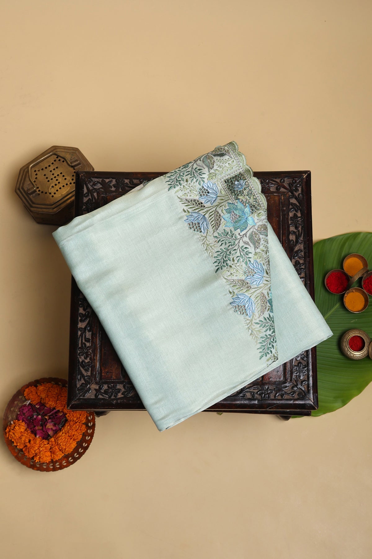 Designer Organza Powder Blue Saree