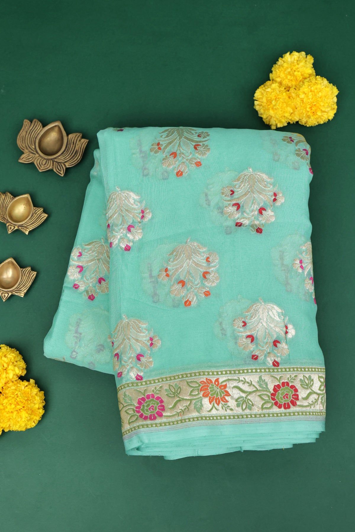 Banarasi Georgette Sea Green Saree