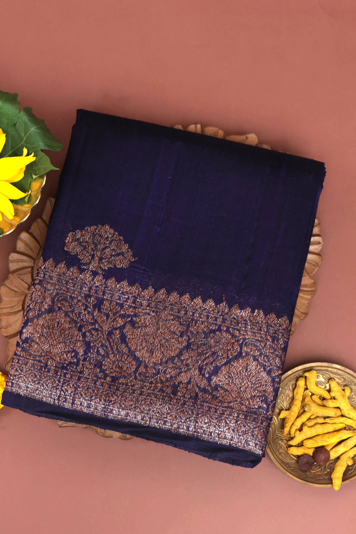 Matka Silk Navy Blue Saree