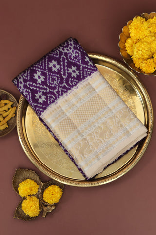 Kanchi Ikkat Silk Purple Saree