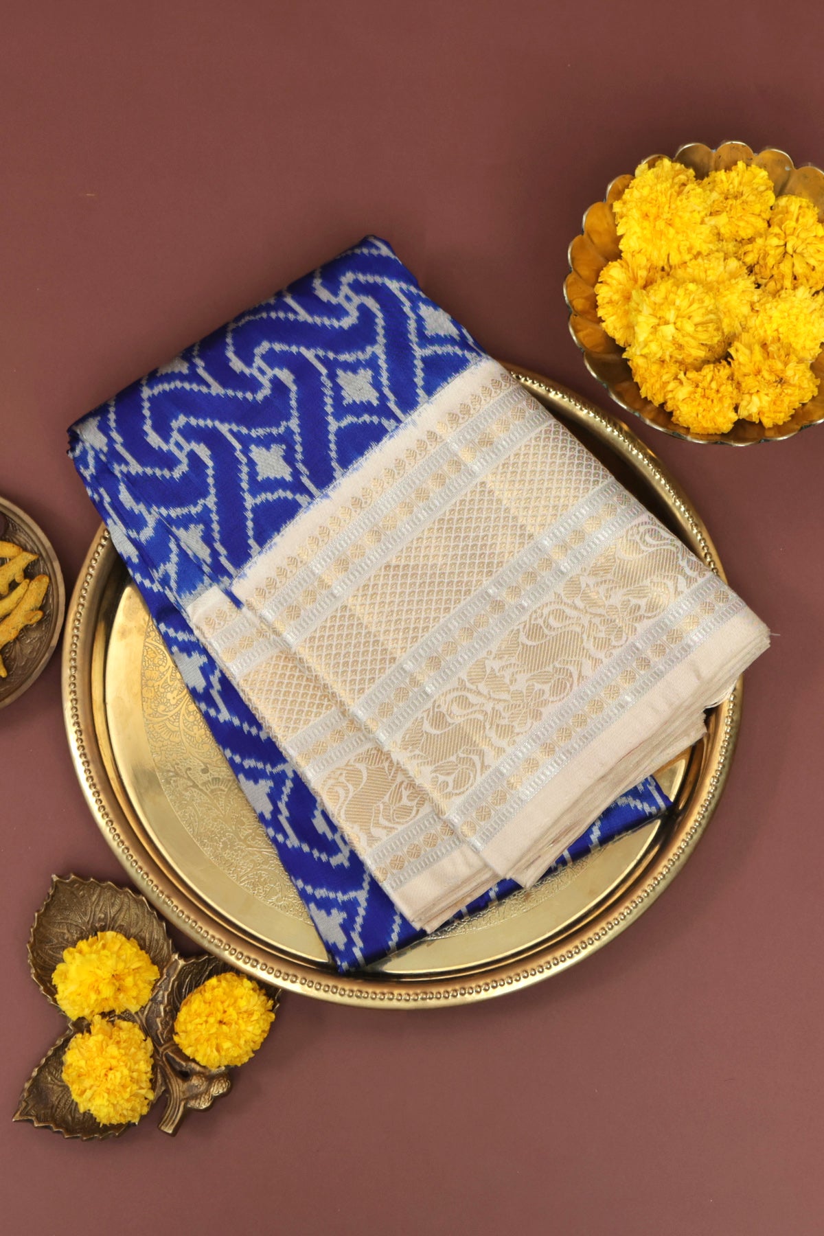 Kanchi Ikkat Silk Royal Blue Saree