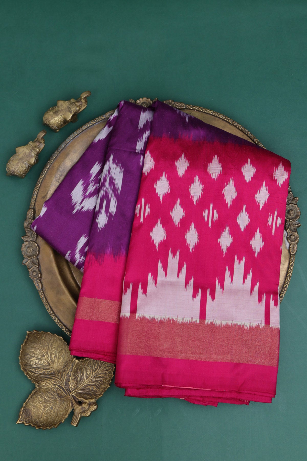 Ikat Silk Purple Saree