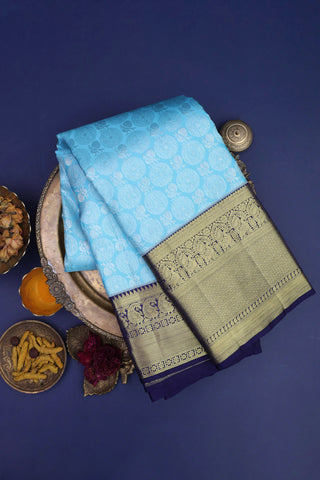 Kancheepuram Silk Sea Blue Saree