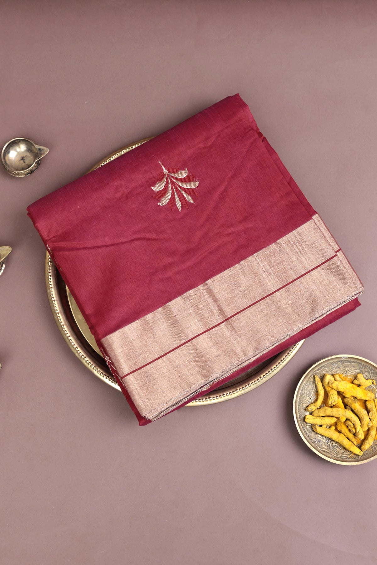 Chanderi Sico Red Saree