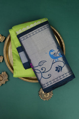 Kuppadam Sico Parrot Green Saree