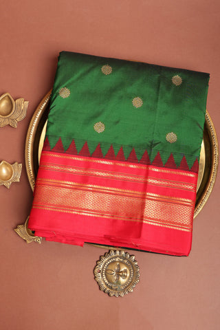 Narayanpet Silk Dark Green Saree