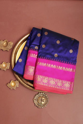 Narayanpet Silk Navy Blue Saree