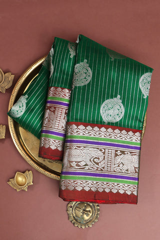 Venkatagiri Silk Dark Green Saree