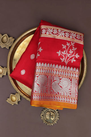 Venkatagiri Silk Red Saree