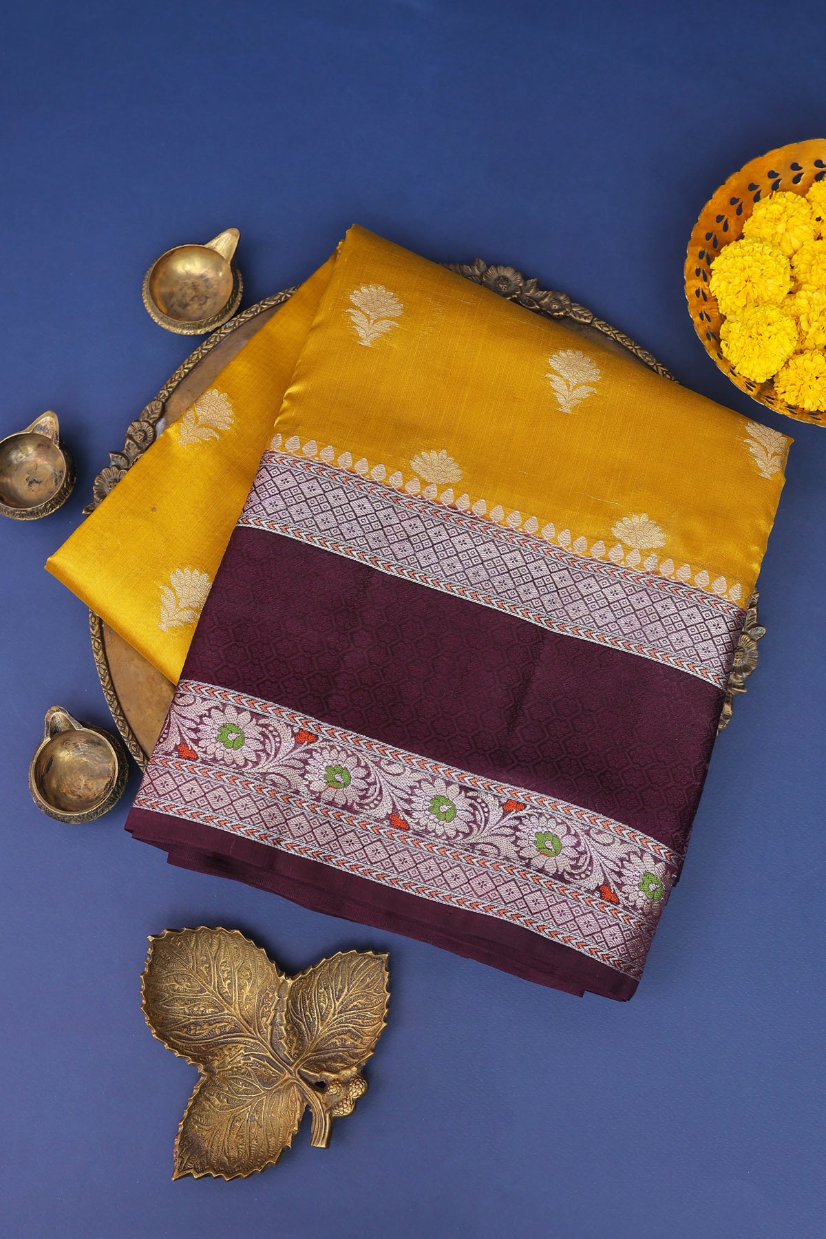 Chiniya Silk Mustard Saree