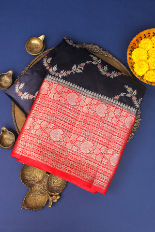 Chiniya Silk Navy Blue Saree