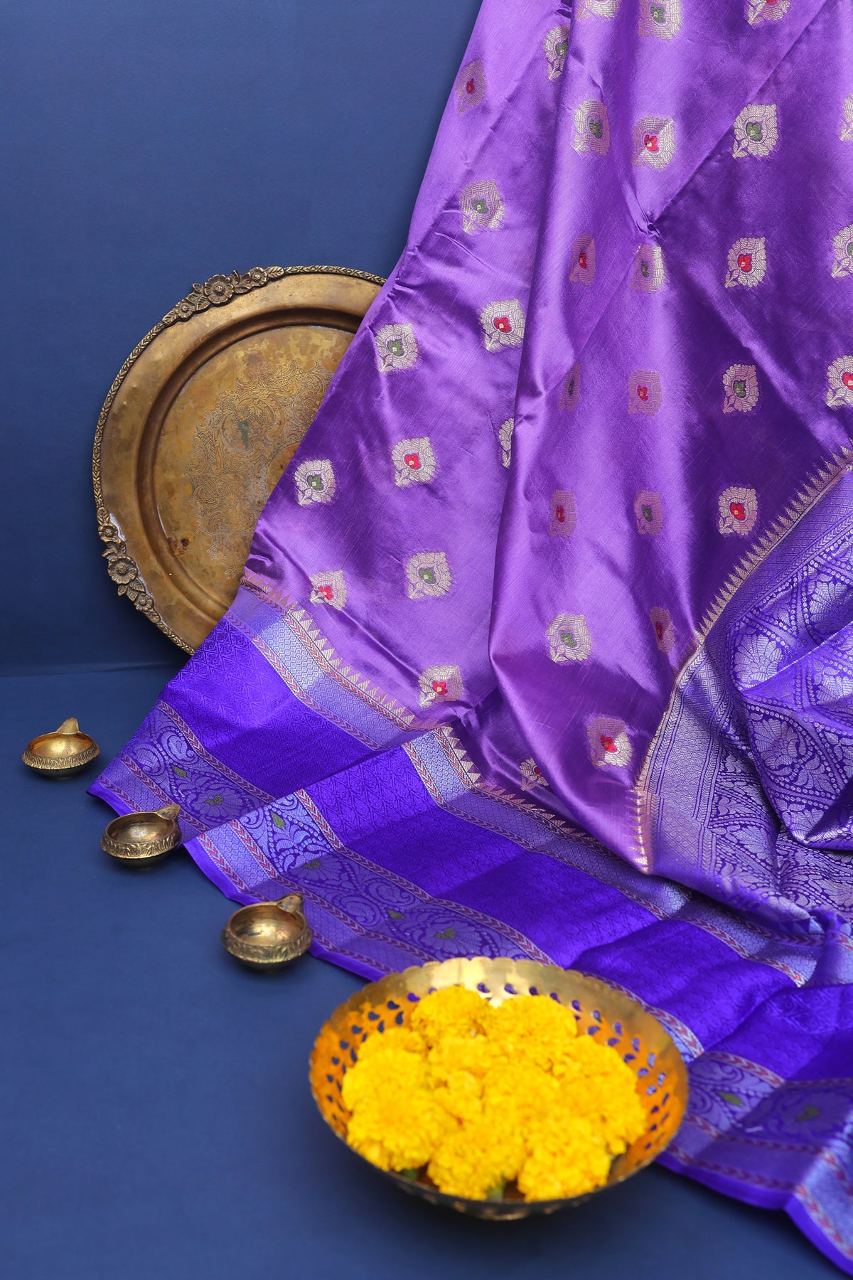 Chiniya Silk Purple Saree