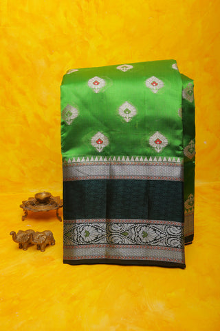 Chiniya Silk Parrot Green Saree