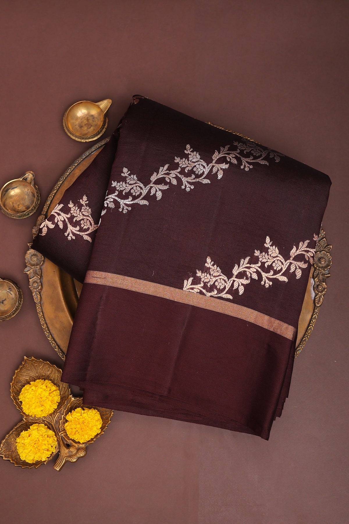 Matka Silk Brown Saree