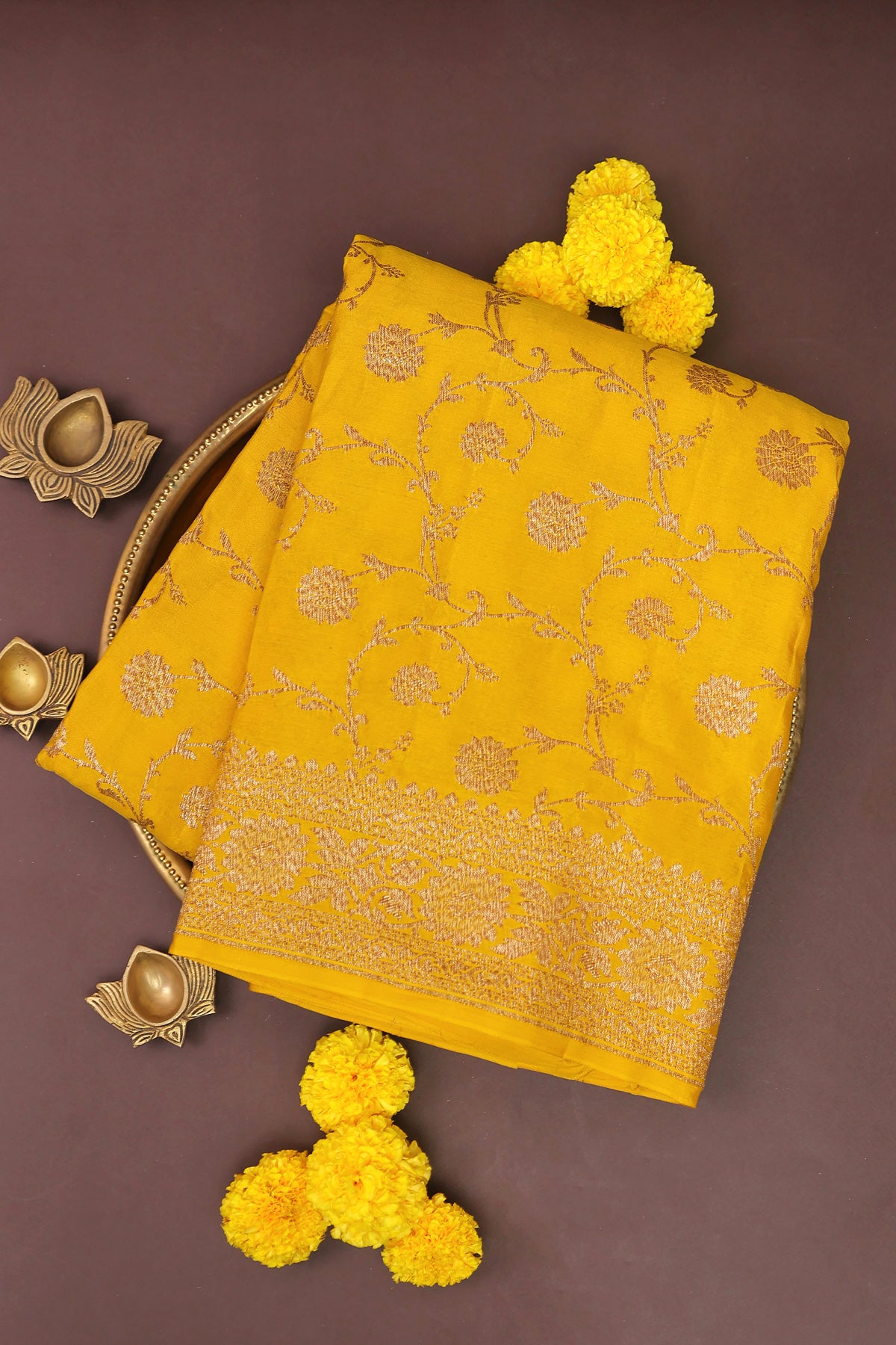 Banarasi Georgette Yellow Saree