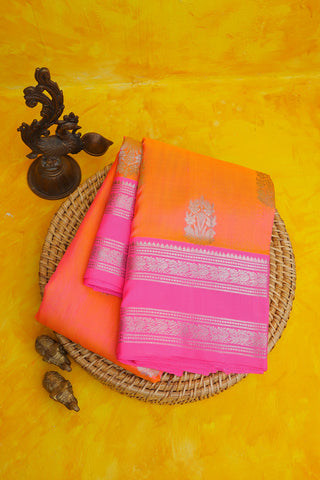 Venkatagiri Silk Peach Saree