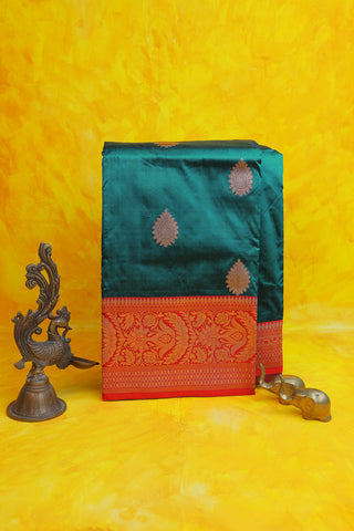 Banarasi Silk Peacock Green Saree