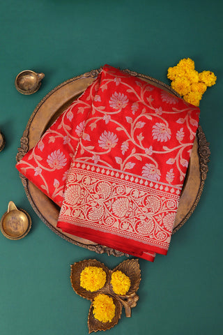 Banarasi Silk Red Saree