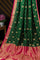 Mysore Crepe Checks Dark Green Saree