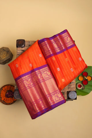 Gadwal Silk Orange Saree