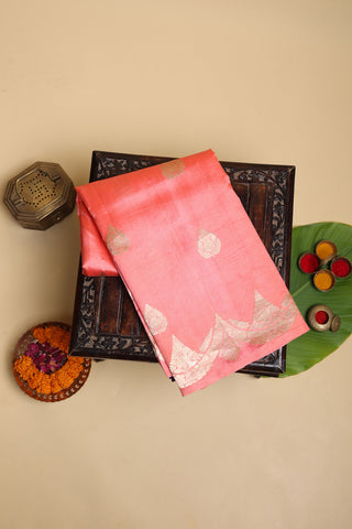 Matka Silk Peach Saree