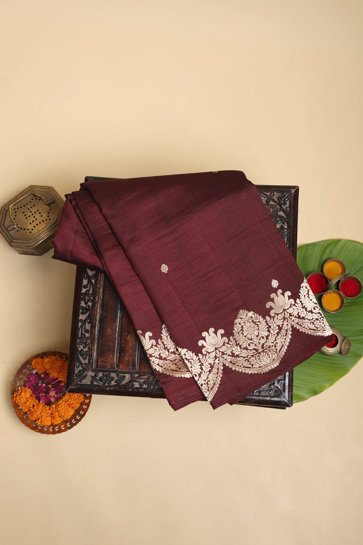 Matka Silk Brown Saree